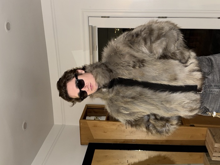 Donald Jewkes in a fur coat