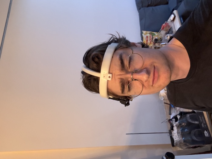 Donald Jewkes wearing the headset prototype